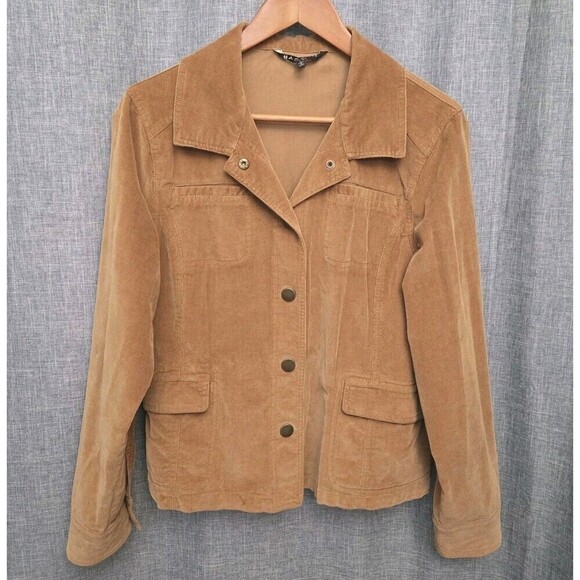 BACCINI Jackets & Blazers - Baccini Corduroy Trucker Jacket Camel Light Stretch Snaps Women’s L/See Desc